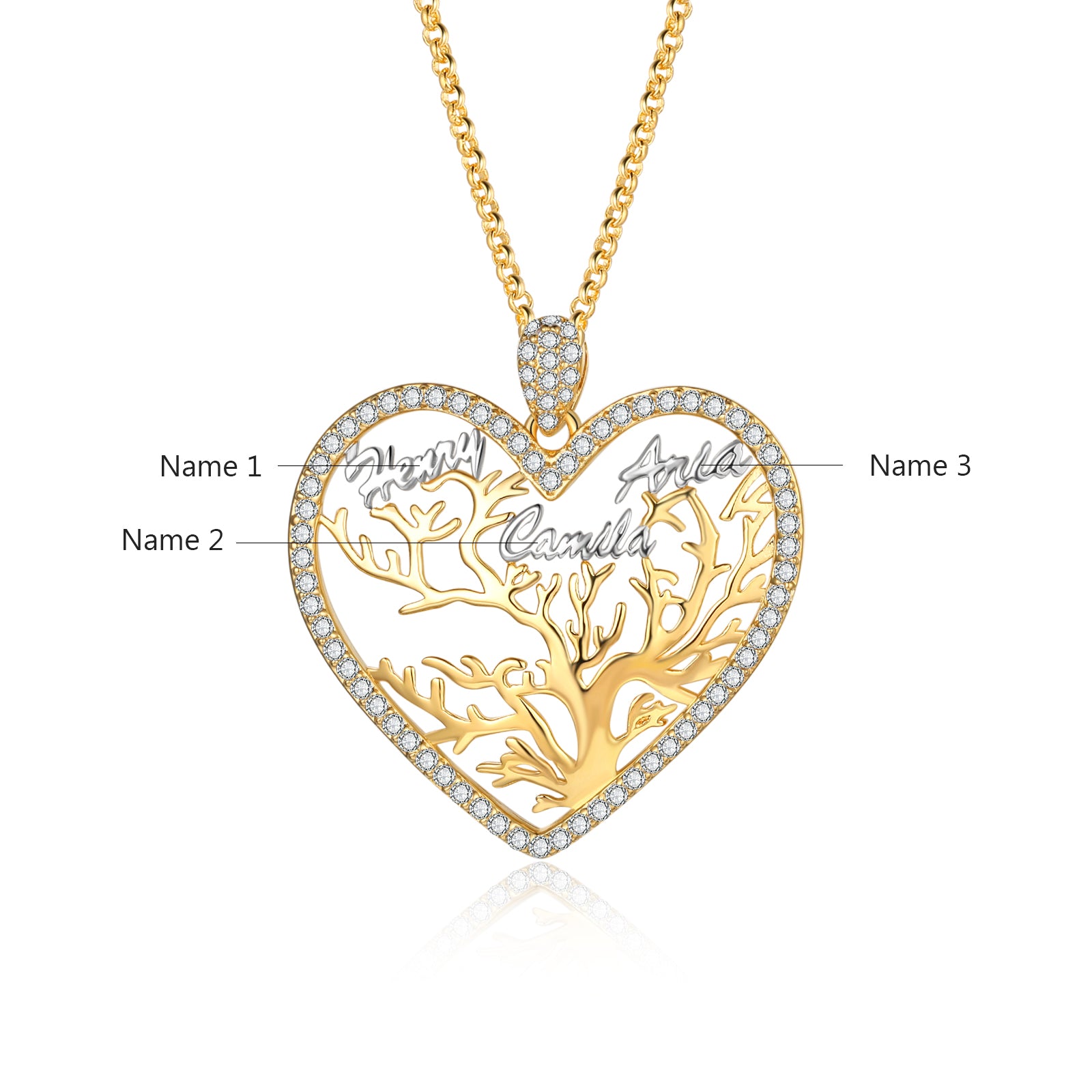 Custom Heart Tree Name Necklace