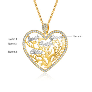 Custom Heart Tree Name Necklace