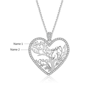 Custom Heart Tree Name Necklace