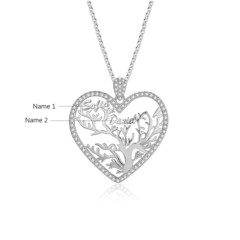 Custom Heart Tree Name Necklace