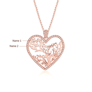Custom Heart Tree Name Necklace