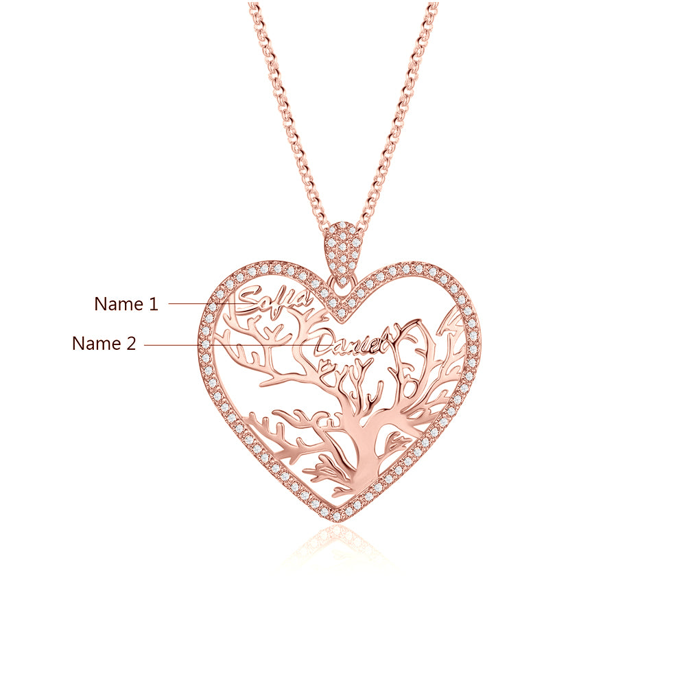 Custom Heart Tree Name Necklace