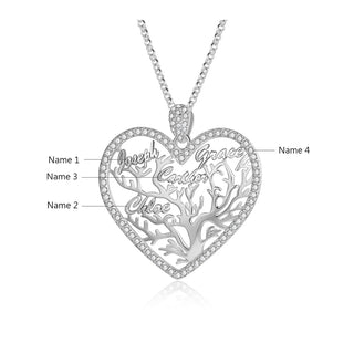 Custom Heart Tree Name Necklace