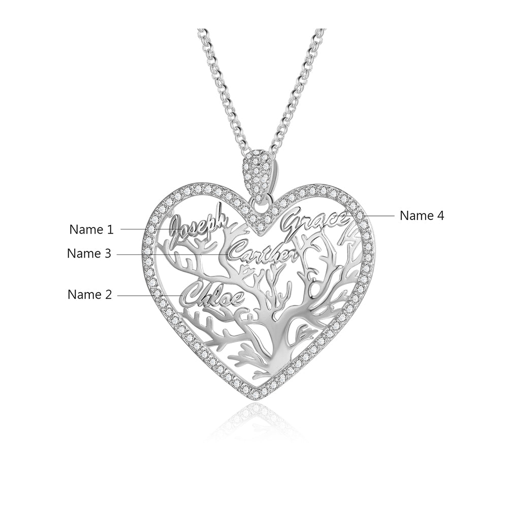 Custom Heart Tree Name Necklace