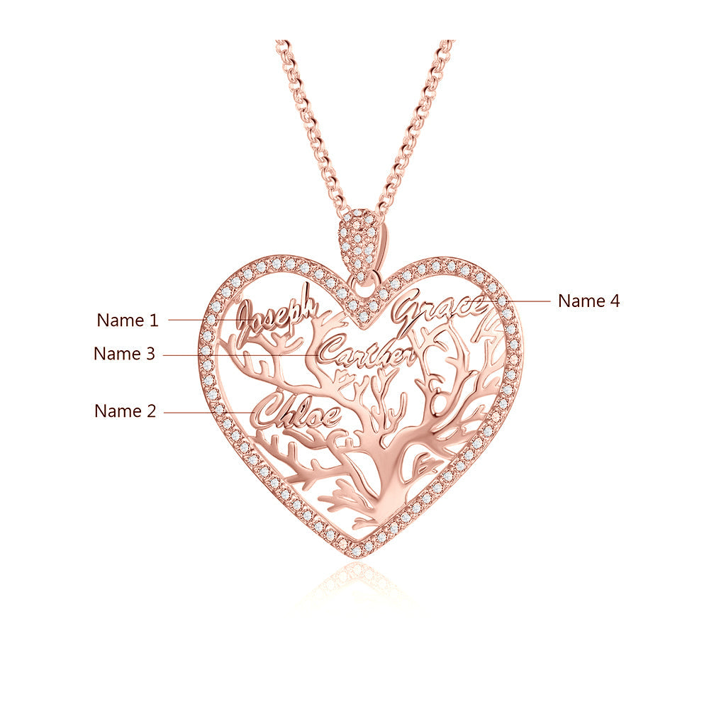Custom Heart Tree Name Necklace