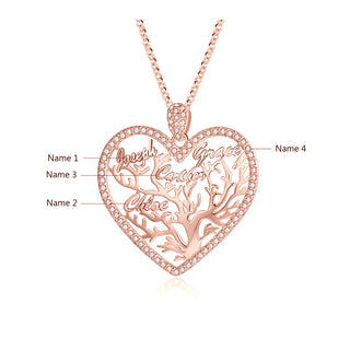 Custom Heart Tree Name Necklace