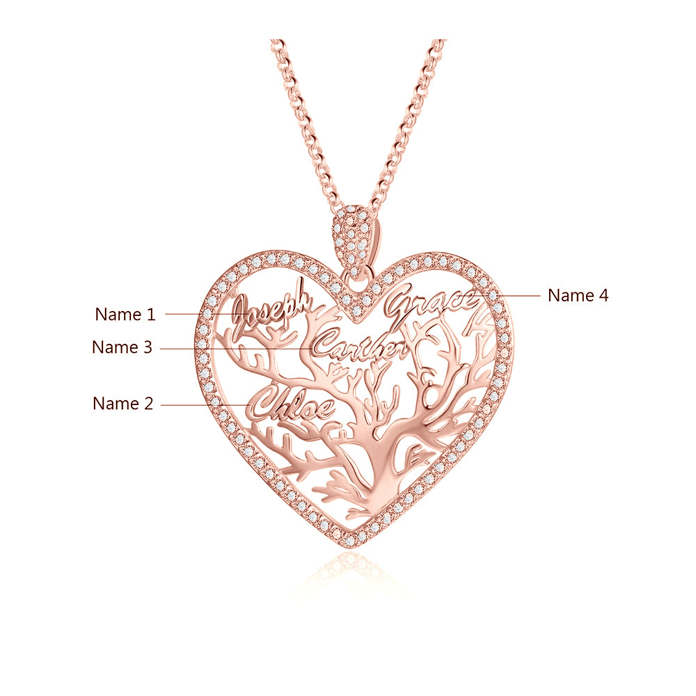 Custom Heart Tree Name Necklace
