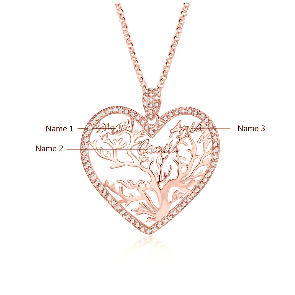 Custom Heart Tree Name Necklace