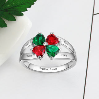 925 Sterling Silver Birthstone Ring with Name