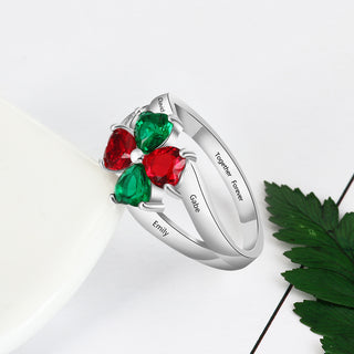 925 Sterling Silver Birthstone Ring with Name