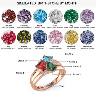 Birthstone & Engraved Rhodium Plated Ring