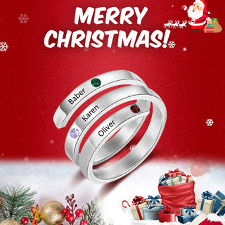 Jewelry Birthstone & Engraved Stainless Steel Ring