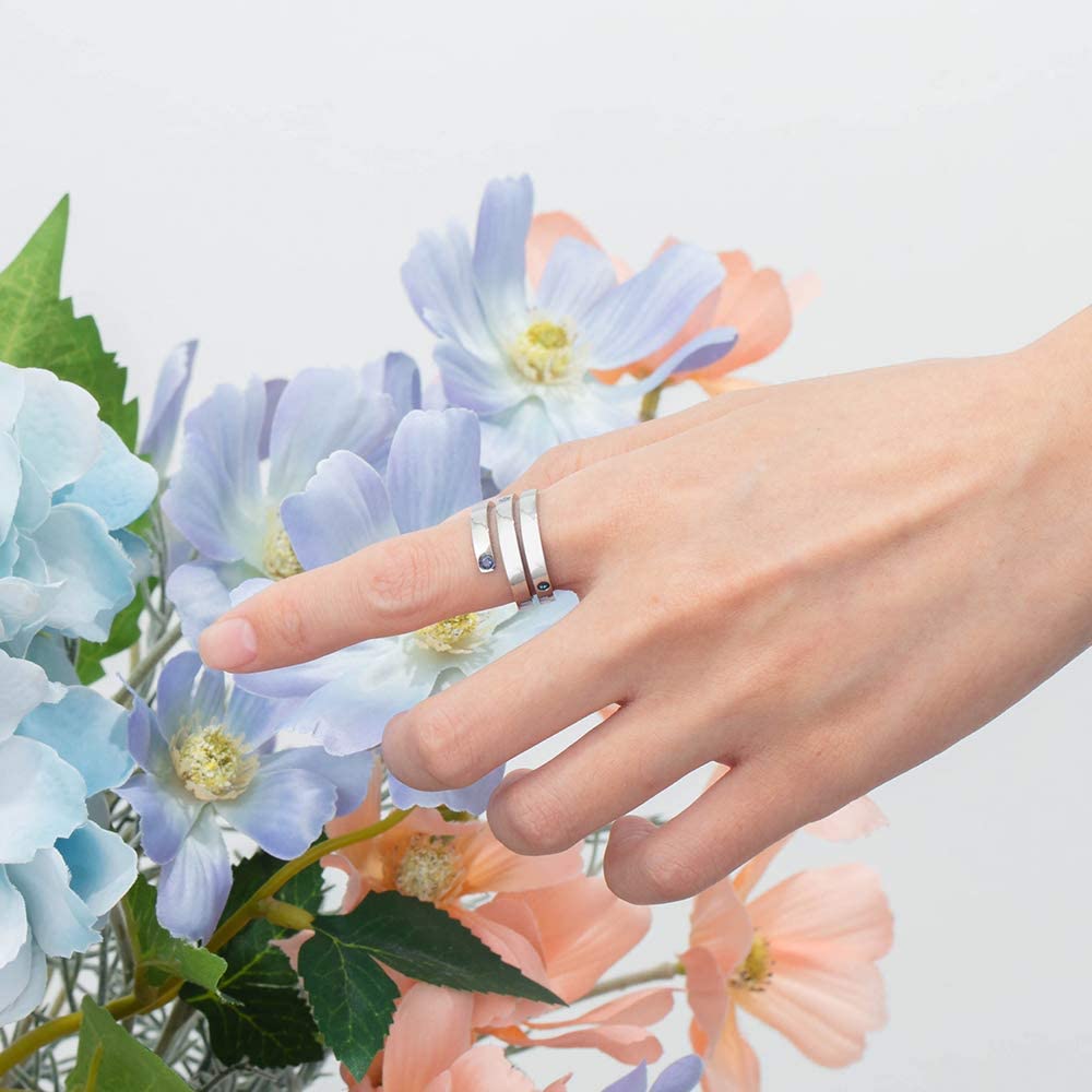 Jewelry Birthstone & Engraved Stainless Steel Ring