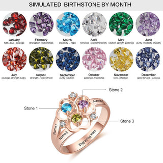 Birthstone & Engraved Sterling Silver Ring