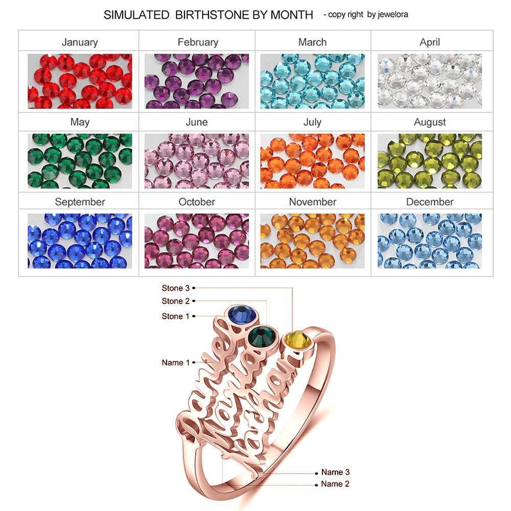 Custom Three Names Ring