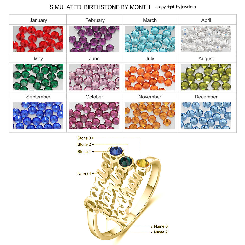 Custom Three Names Ring