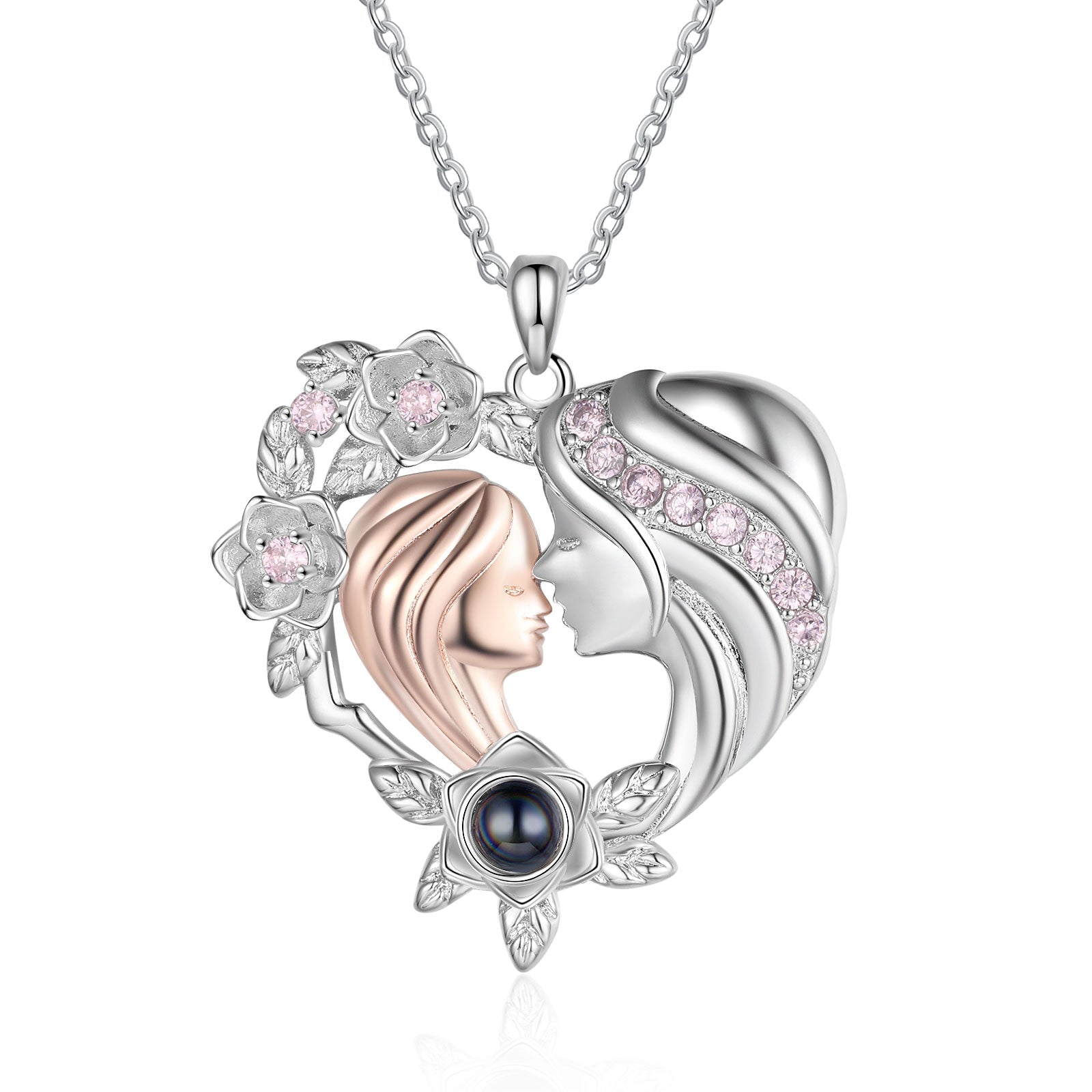 Custom Photo Projection Necklace with Mother and Daughter