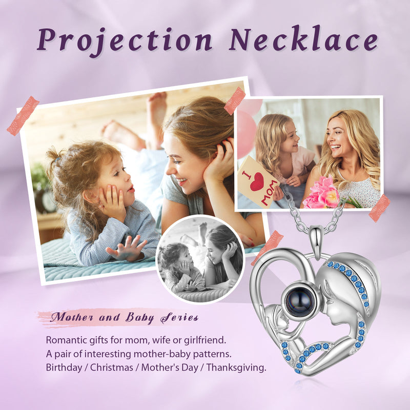 Custom Photo Projection Necklace with Mother and Daughter
