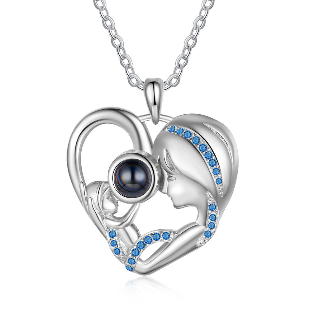 Custom Photo Projection Necklace with Mother and Daughter