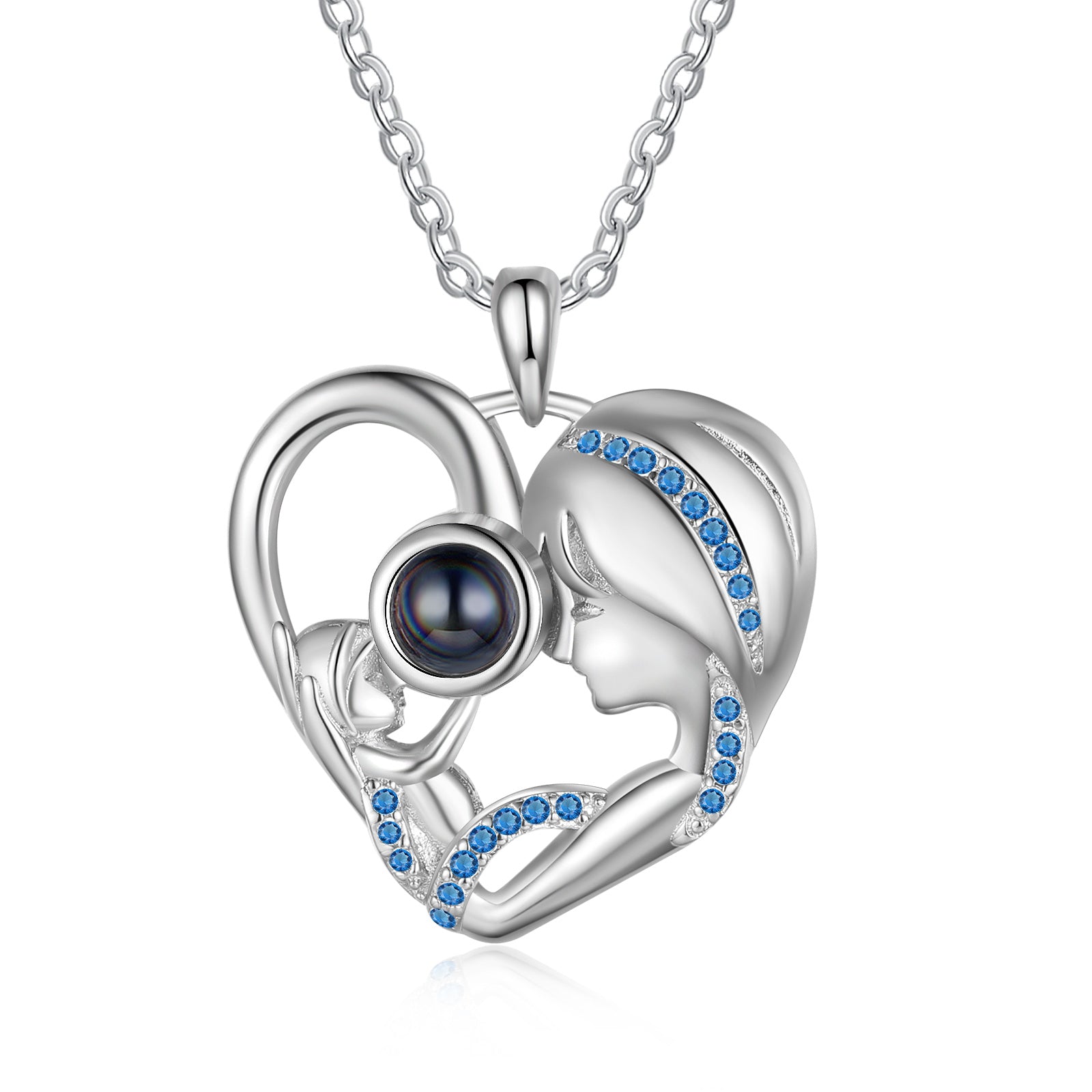 Custom Photo Projection Necklace with Mother and Daughter