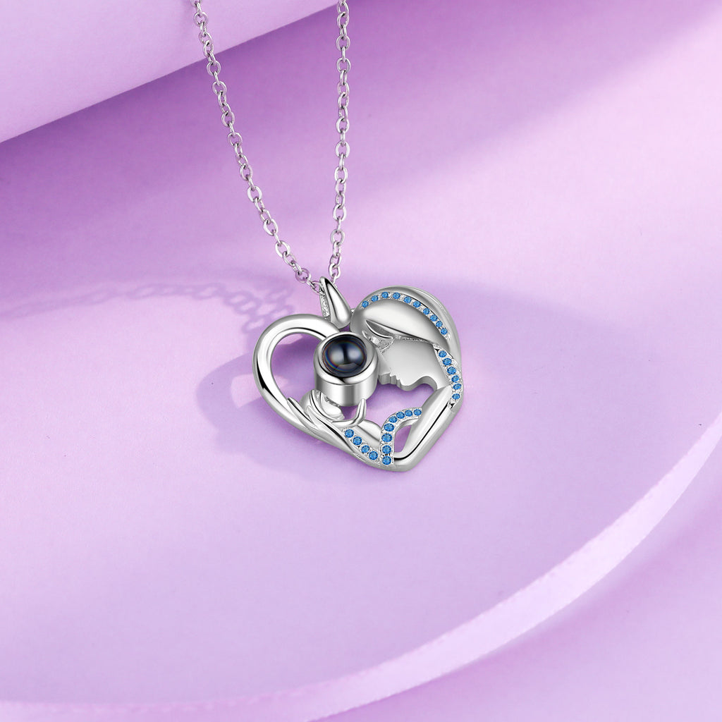 Custom Photo Projection Necklace with Mother and Daughter