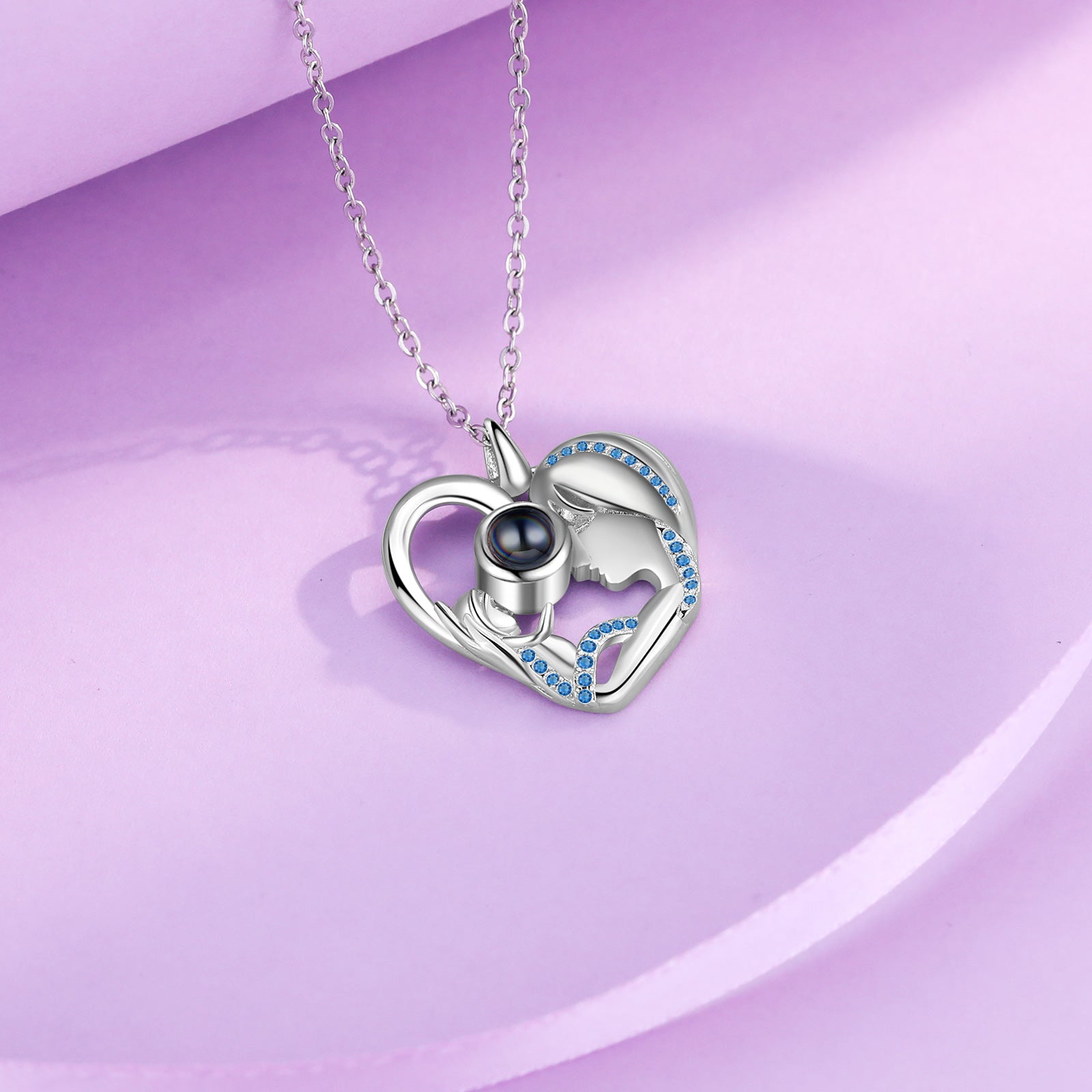Custom Photo Projection Necklace with Mother and Daughter