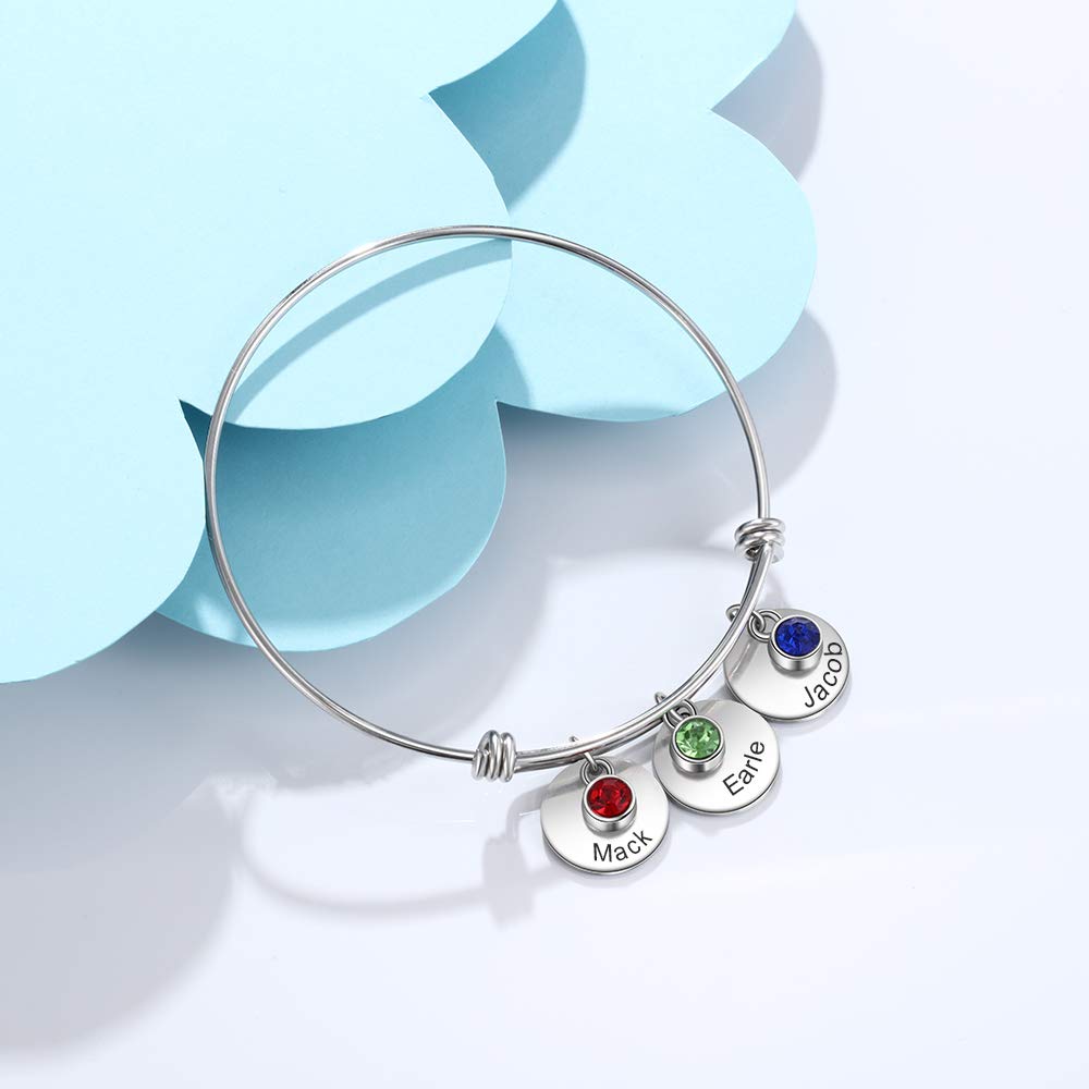 Personalized Name Stainless Steel Bangle Bracelet