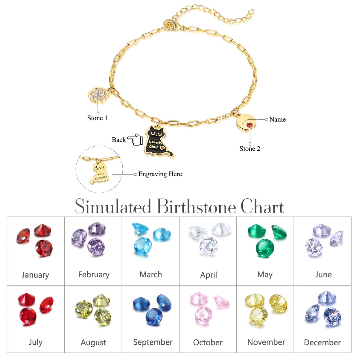 Rhodium Plated Cat Bracelet