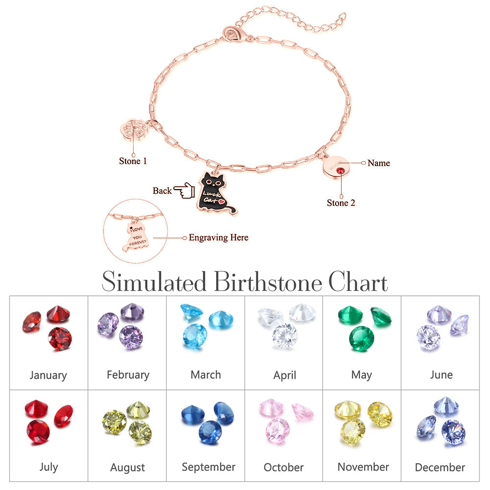 Rhodium Plated Cat Bracelet