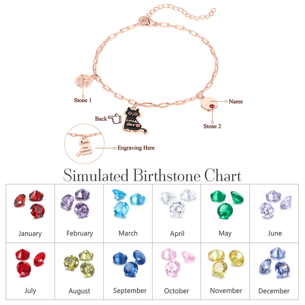 Rhodium Plated Cat Bracelet