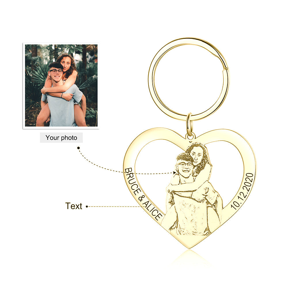 Personalized Rhodium Plated Photo Keychain