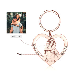 Personalized Rhodium Plated Photo Keychain