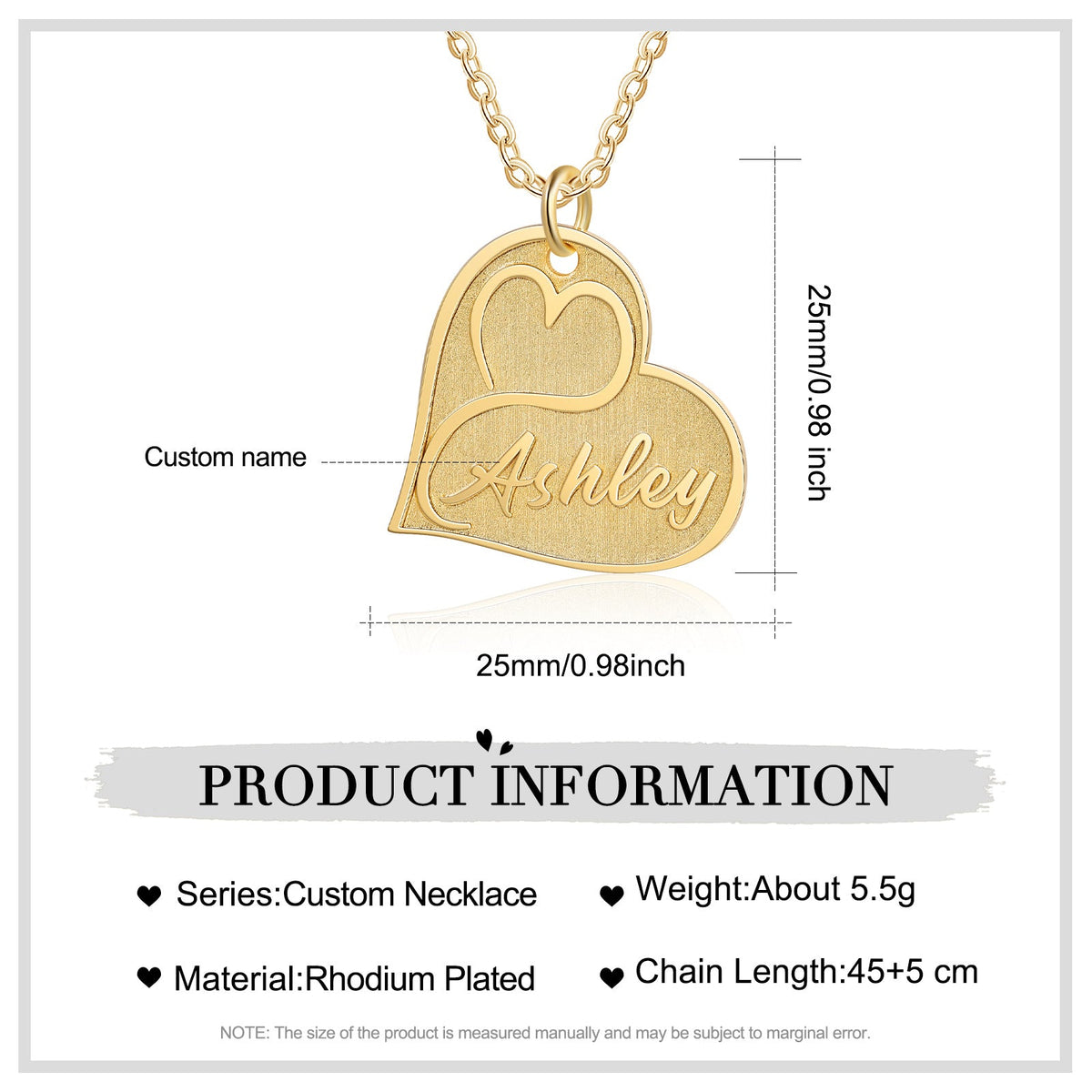 Custom Name Heart Necklace