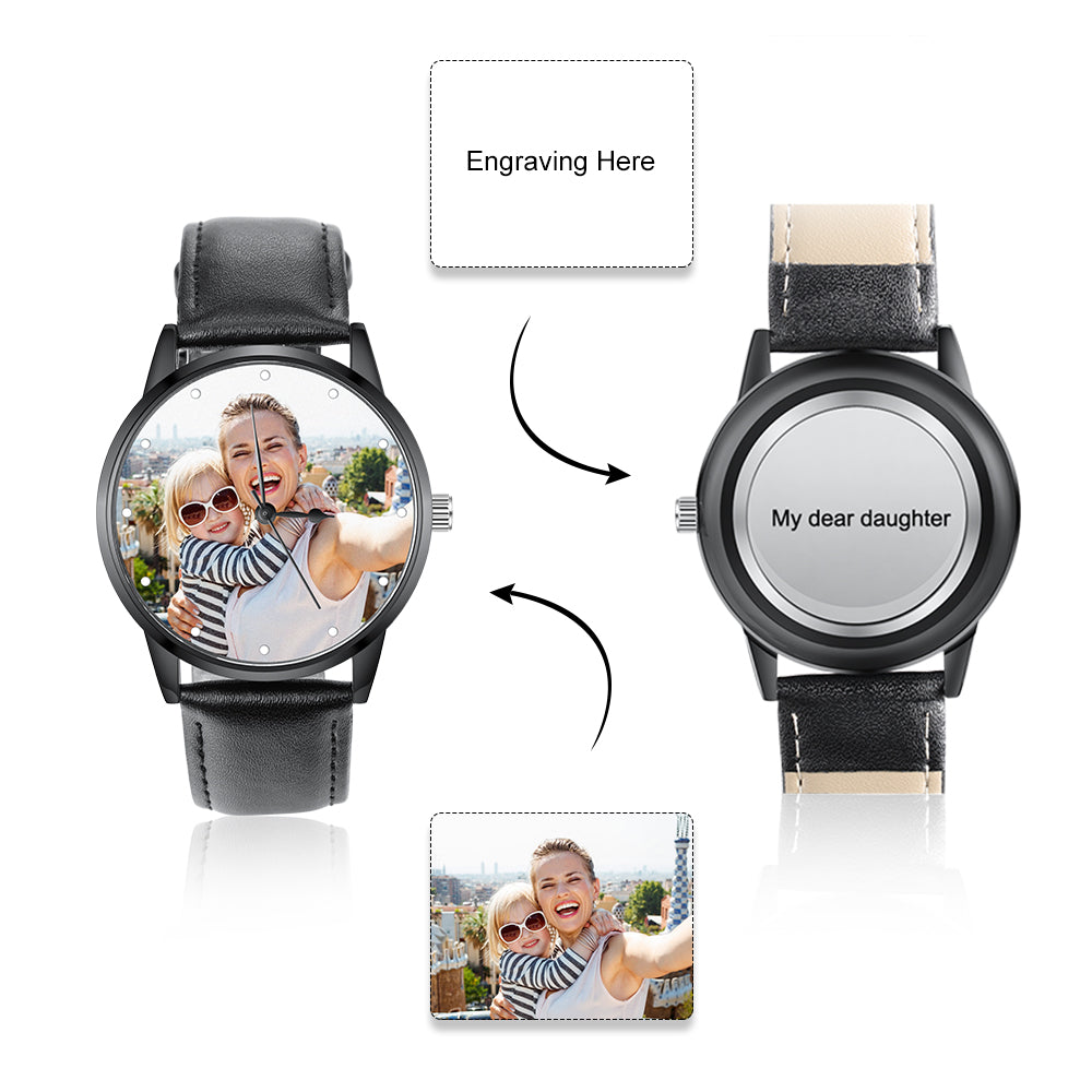 Personalized Alloy Leather Photo Watch