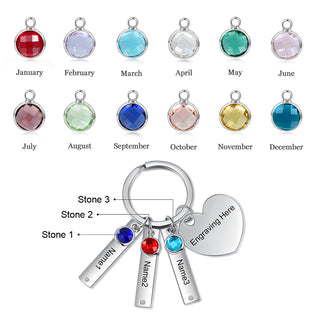 Stainless Steel Bar Heart Shape Engraved Name Keychain