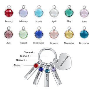 Stainless Steel Bar Heart Shape Engraved Name Keychain