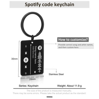 Personalized Stainless Steel Spotufy Code Keychain