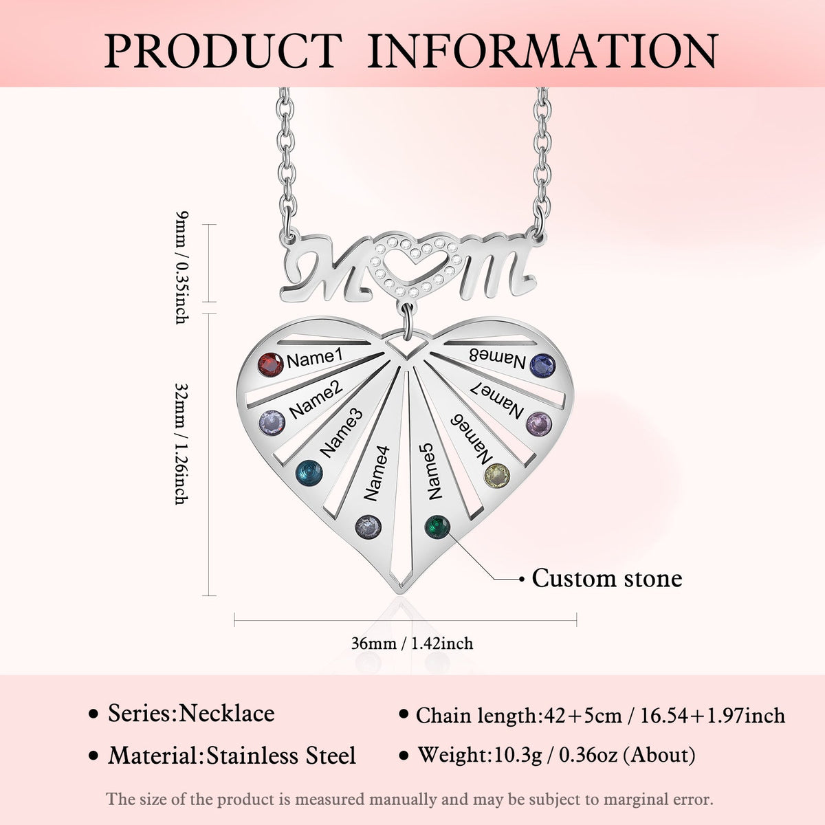 Mother's Day Custom Heart Necklace with Mom