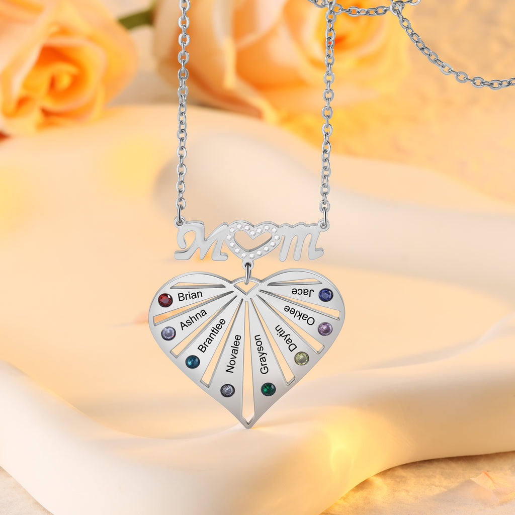 Mother's Day Custom Heart Necklace with Mom