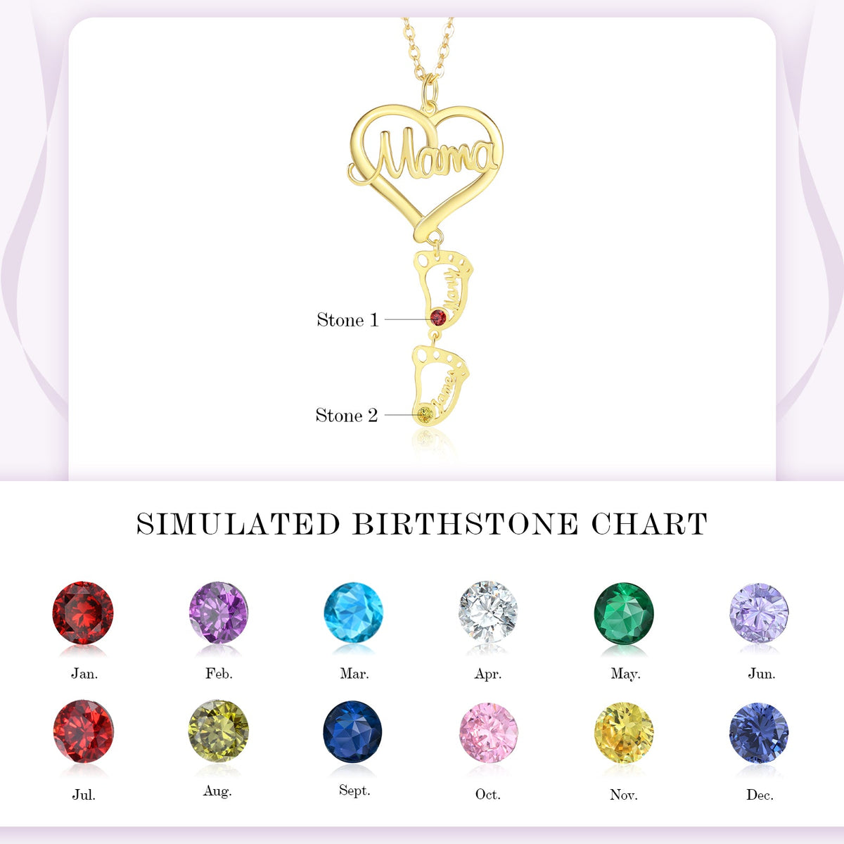 Custom Heart Baby Feet Necklace with Mama