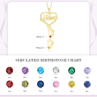 Custom Heart Baby Feet Necklace with Mama