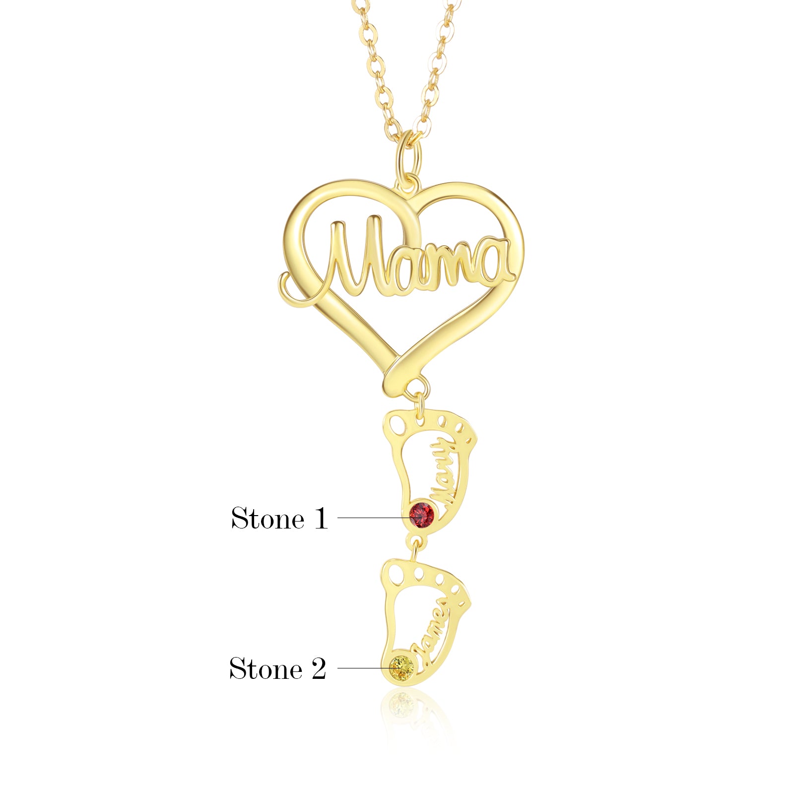 Custom Heart Baby Feet Necklace with Mama