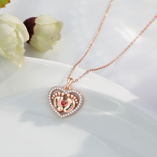 Custom Heart Necklace with Baby Feet