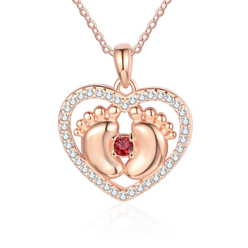 Custom Heart Necklace with Baby Feet