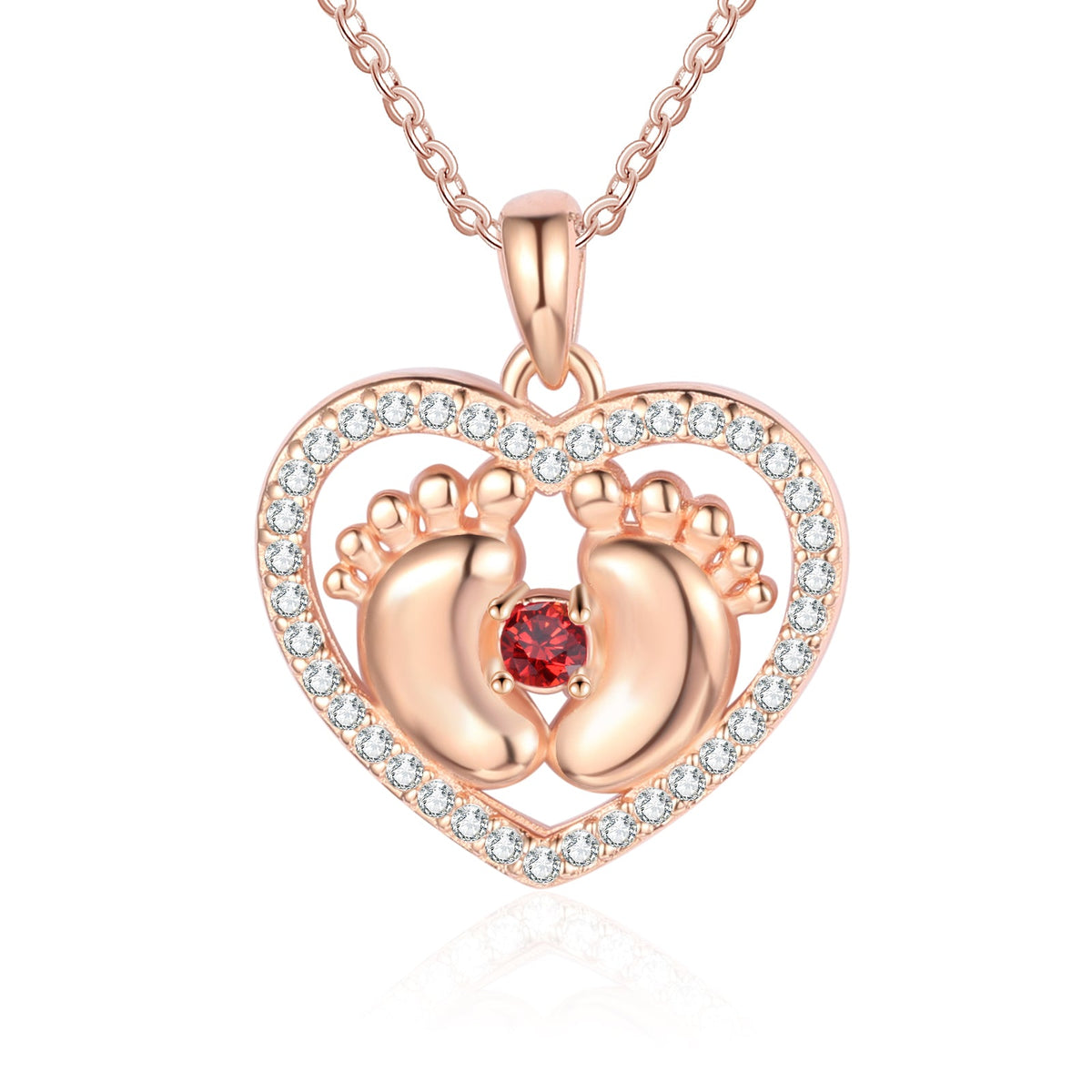 Custom Heart Necklace with Baby Feet
