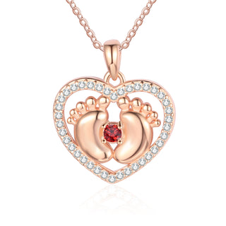Custom Heart Necklace with Baby Feet