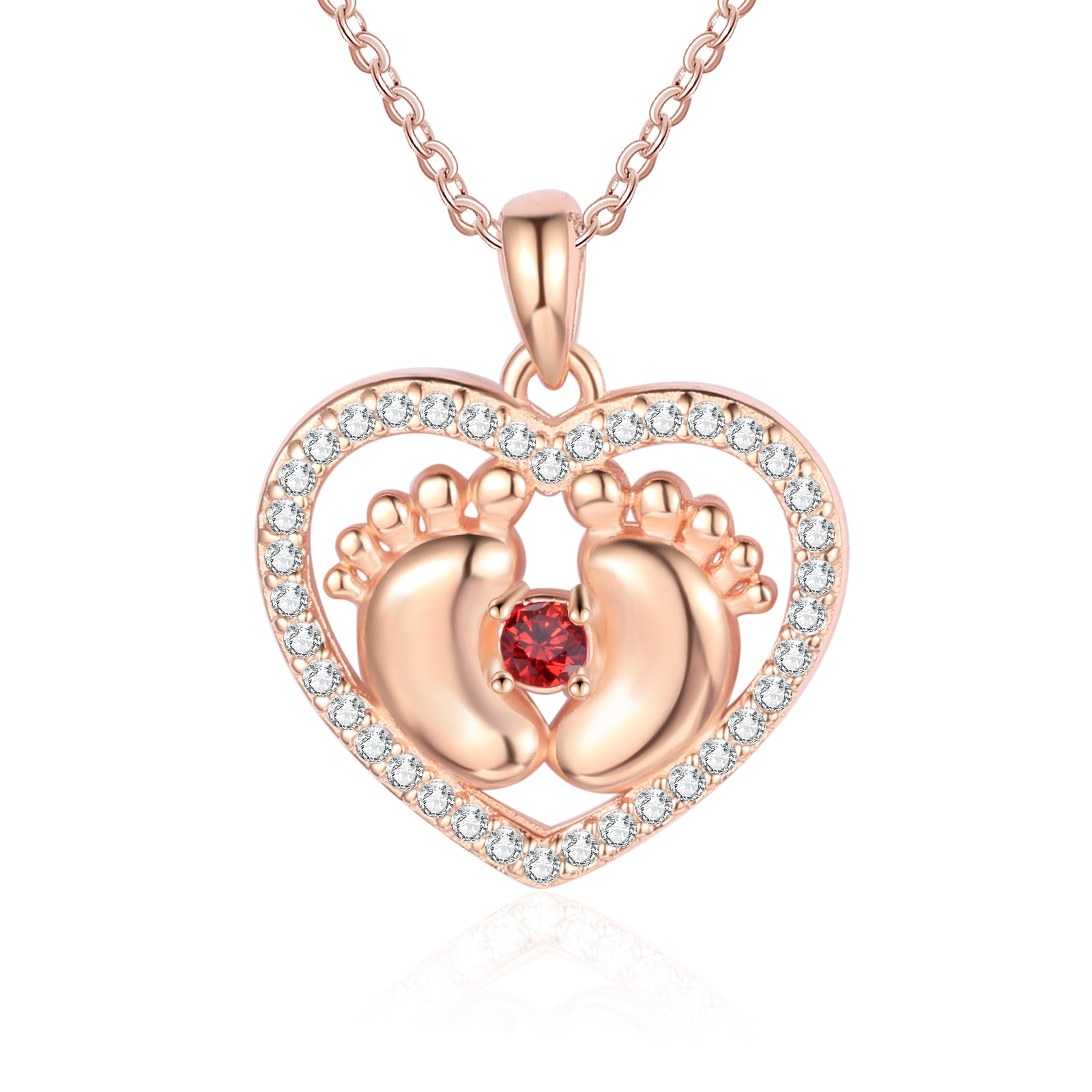 Custom Heart Necklace with Baby Feet