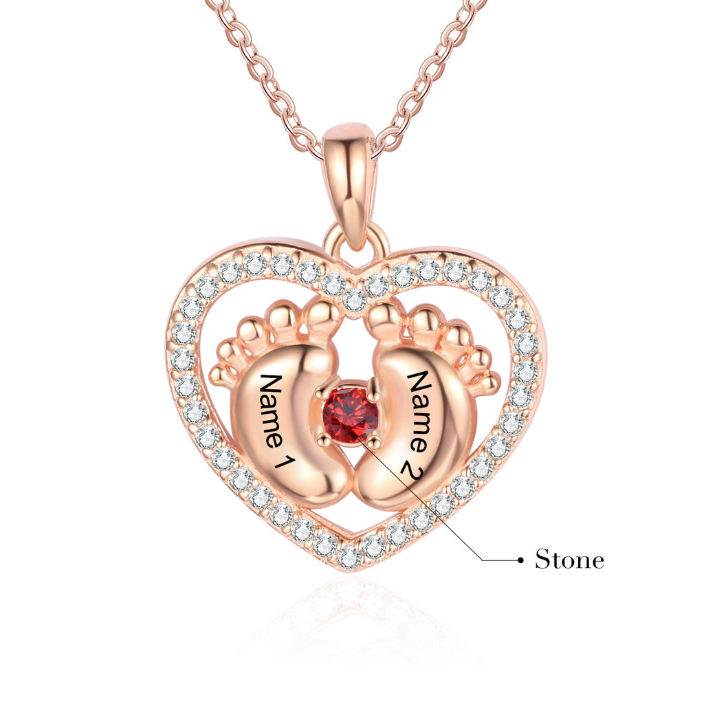 Custom Heart Necklace with Baby Feet