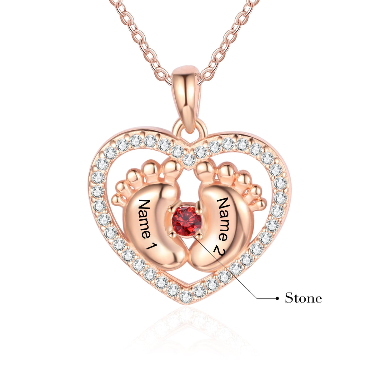 Custom Heart Necklace with Baby Feet