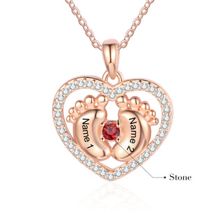 Custom Heart Necklace with Baby Feet